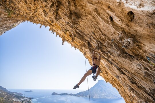 Grande Grotta, Armeos sector, lead climbing, sport climbing, Kalymnos, Dodecanese, Greece