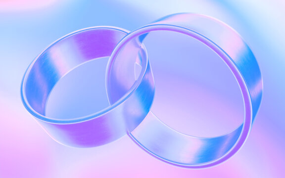 Abstract image of iridescent intertwined rings