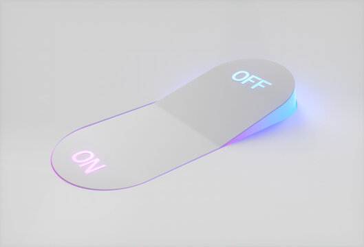 Minimalist neon on and off switch with glowing button