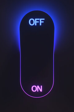 Glowing neon switch showcasing off and on states