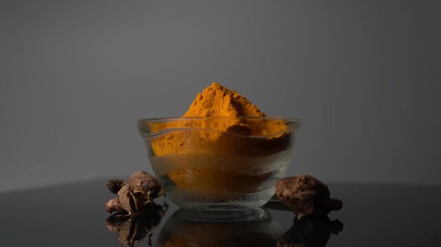 Turmeric Powder Video Featuring Organic Ground Spice, Golden Curcumin, Ayurvedic Ingredient, Healthy Superfood, and Traditional Indian Cuisine