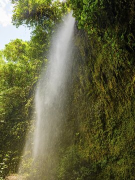 Cascada Hola Vida waterfall in the Amazon rainforest, Pastaza province, Ecuador