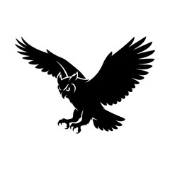 Fototapeta premium Black eagle, flying bird, silhouette icon, vector graphic