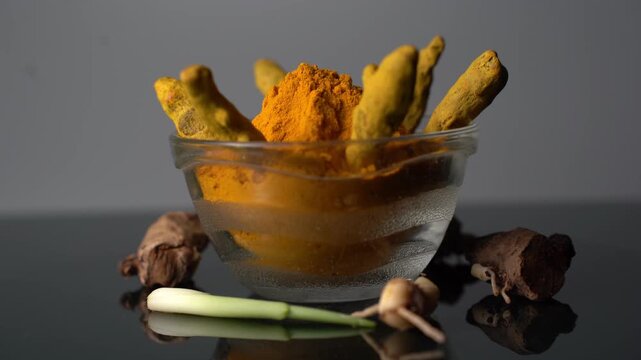 Raw Turmeric Root  Video Featuring Fresh Organic Rhizomes, Natural Ayurvedic Herb, Healthy Spice, and Traditional Indian Agriculture