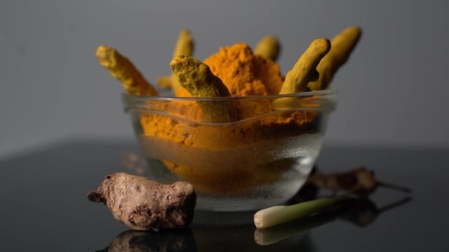 Raw Turmeric Root  Video Featuring Fresh Organic Rhizomes, Natural Ayurvedic Herb, Healthy Spice, and Traditional Indian Agriculture