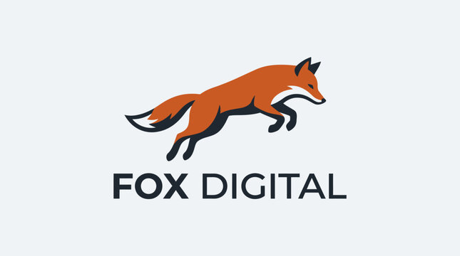 Leaping fox logo for digital company mascot and branding.