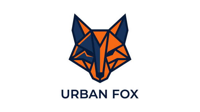 Urban fox logo design, minimalist geometric style for modern and smart branding solution.