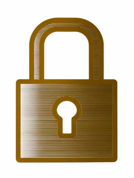 Antique Gold Padlock Icon Illustration &ndash; Security Symbol for Locksmithing, Privacy, and Digital Safety Concepts Stock Image