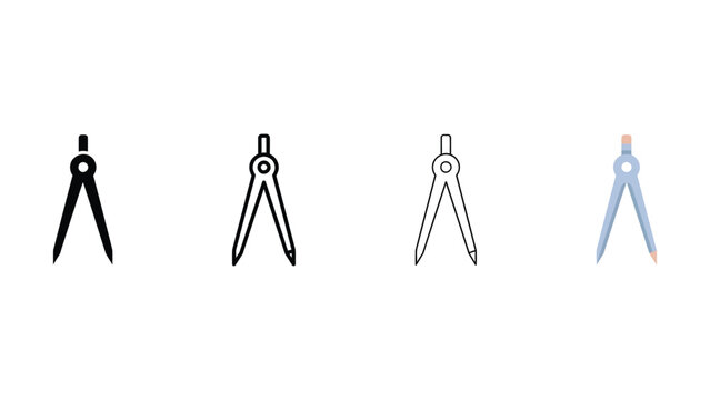 compasses for drawing and design on white background  geometric tools