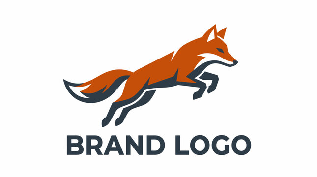 Jumping fox animal minimal logo design template. running jumping fox creative emblem concept.