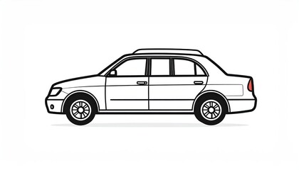 Fototapeta premium Line art illustration of a compact passenger car.