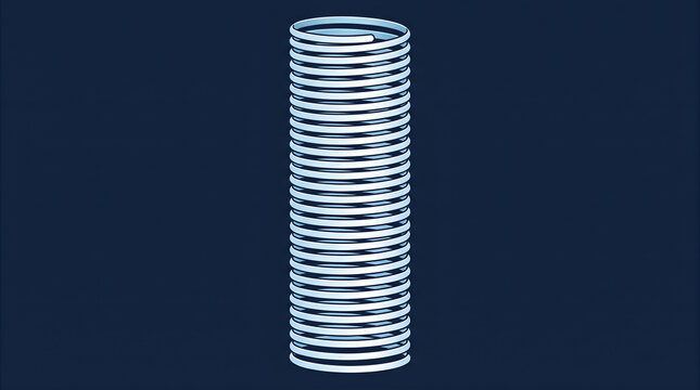 blue coiled metal spring illustration on dark blue background horizontal composition