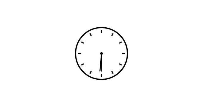 Minimalist analog clock icon animation with moving hands showing passage of time isolated on white background for business deadline concept