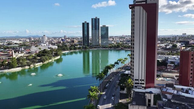 Campina Grande Skyline In Campina Grande Paraiba Brazil. Bird Eye View Of Stunning Iconic Recreational Park Of The City. District Skyline. Cities Of The World Landscape. Campina Grande Paraiba.