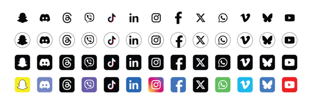 Vector illustration of various social media icons