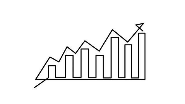 Increase and decrease line animation on financial business chart. Economic graph icon on white background for finance concepts and analytics.