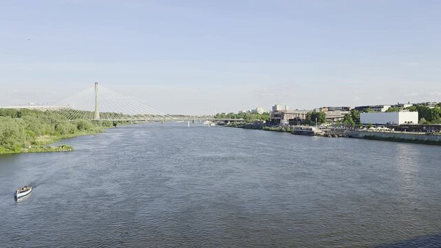 bridge over river warszawa pałac kultury