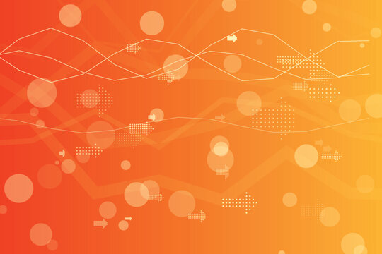 Abstract gradient background, with glowing bokeh, lights and binary, arrow patterns arrows orange