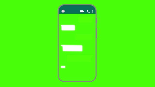 Text message send or received in smartphone animation, text message chat animated in mobile phone close up.