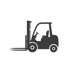Forklift Silhouette On White Background Industrial Vehicle Icon © MDLIMON