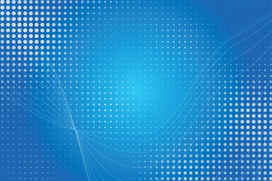 Abstract halftone wave pattern on gradient blue background, with white dots