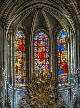 Altar Stained Glass Saint Merry Church Paris France