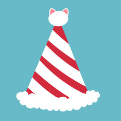 Red and white striped party hat with cat ears for kitten © BlackGroundMeYou 