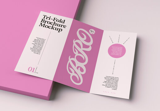 Landscape Tri Fold Brochure Mockup