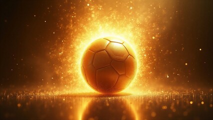 Fototapeta premium Golden football emerging from
