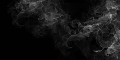 Abstract Blue Smoke Waves and Swirling Light on Black Background with Flowing Mist and Flame-Like Shapes. © Tafrin