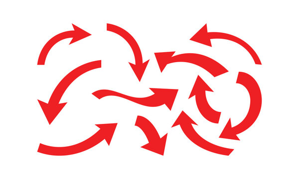 Curved Arrow Collection Direction Navigation Rotation Pointer Symbols Set