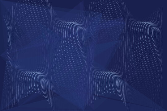 Geometric dot matrix wave pattern in deep indigo gradient dotmatrix
