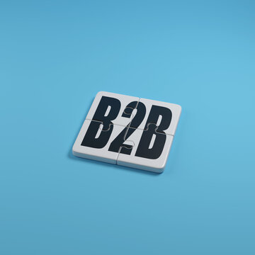 Puzzle with the text B2B. Business to Business concept 3D illustration.