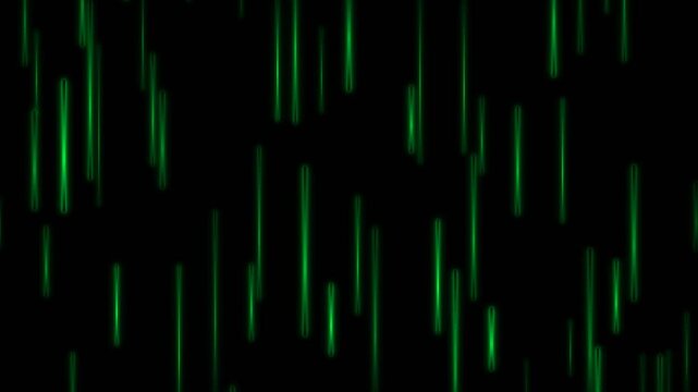 Abstract Green Digital Rain Falling on Black Background