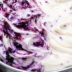 Obraz premium Blueberry Ripple Gelato Texture With Creamy Swirl Close Up