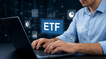 Fototapeta premium ETF Portfolio Analytics Dashboard Digital Investment Trading Concept
