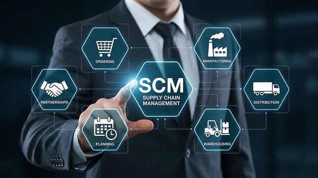 Supply chain management SCM business logistics distribution process plan