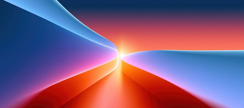 Curved matte paths converging at glowing center in panoramic abstract composition