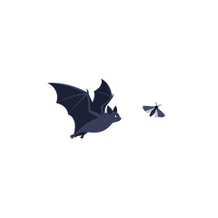 Fototapeta premium Detailed aerial view of a high-speed insect pursuit featuring two winged insects chasing each other through clear air against a blurred natural green background, vector EPS illustration.