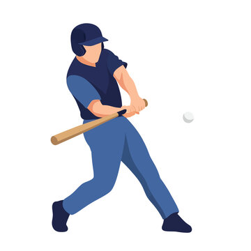 Vector illustration of a professional baseball player in a dynamic batting stance, swinging a wooden bat during a game. Isolated graphic on white background for sports design.