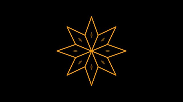 Elegant golden star mandala ornament corporate logo rotation intro on transparent background. 4k