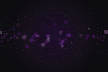Abstract glowing dot constellation with purple and white luminous spheres dots © Solaiman77