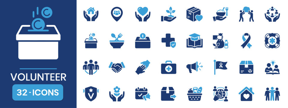 volunteer pictogram style fill color icon set premium vector graphics elements design web app