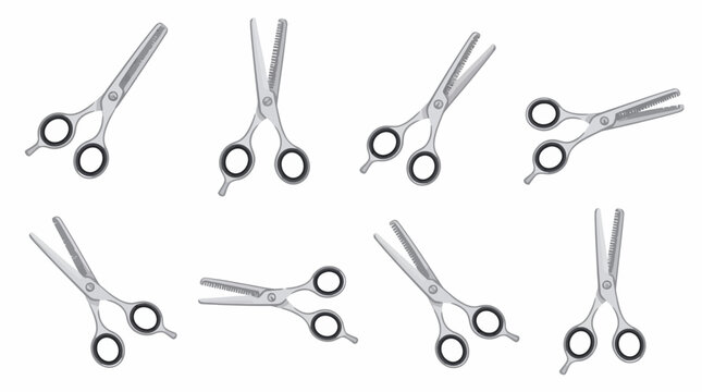 Professional metal hair cutting scissors and barber shears.