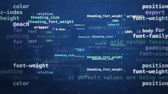 Software development code lines on a computer screen technology background