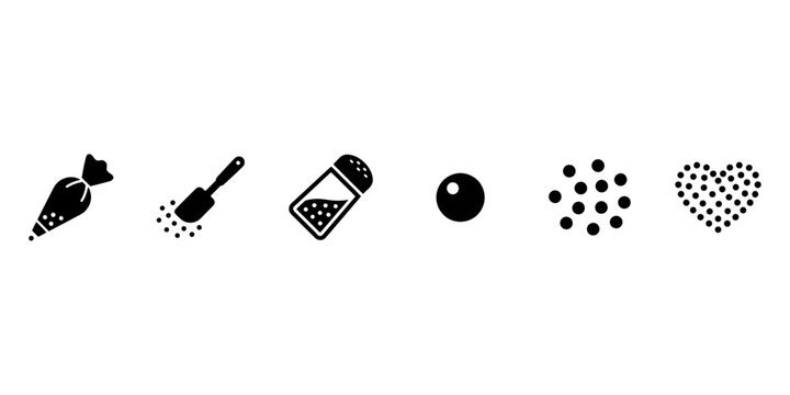 Black salt and pepper icons with shakers and scoops