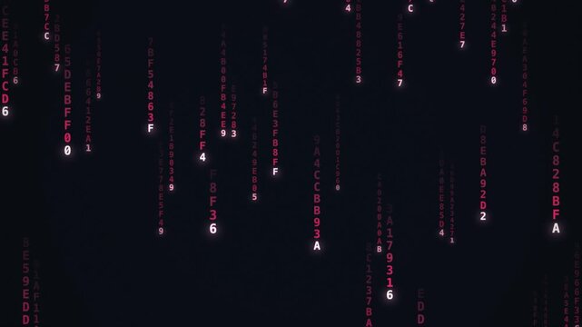 Red matrix digital code rain falling characters hacking technology background loop
