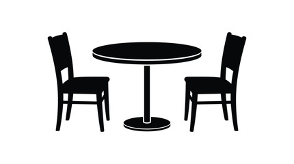 Fototapeta premium Round Table And Two Chairs Black Silhouette
