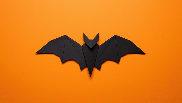 Helloween origami bat decoration black paper craft for spooky seasonal displays