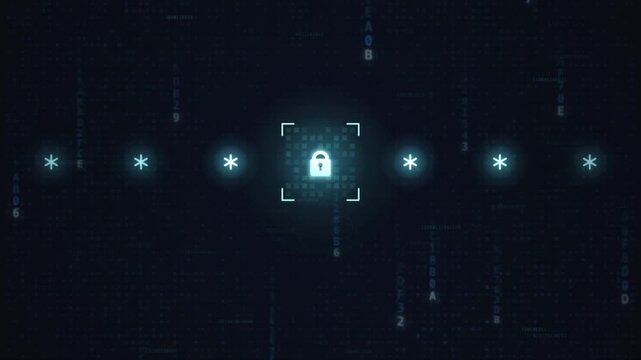 Cyber security padlock data encryption protection technology background loop